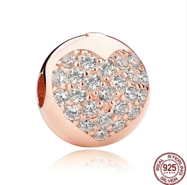 Sterling silver beads s925 diy beaded jewelry rose gold heart shaped diamonds sterling silver accessories Accessories 3