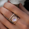New Irregular Natural Moonstone Ring Plated 14k Rose Gold Micro-Inset Ring Rings 10 New Irregular Natural Moonstone Ring Plated 14k Rose Gold Micro-Inset Ring Rings 10