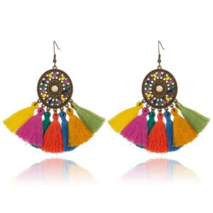 Fabric Tassel Large Version Sunflower Earrings Earrings Fabric Tassel Large Version Sunflower Earrings Earrings