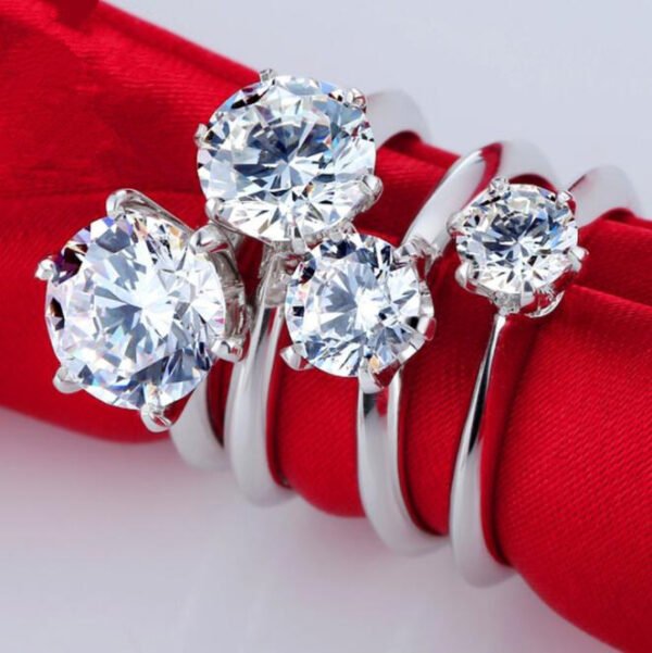 Classic 925 Sterling Silver Gold Plated Exquisite Six Prong Ring Rings 3