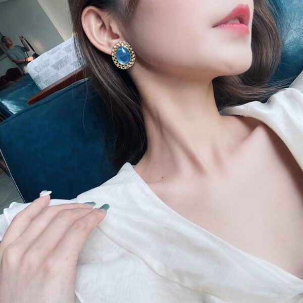s925 silver pin blue stone earrings Earrings 4
