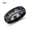 Crown Queen Titanium Steel Black Couple Ring Rings 8