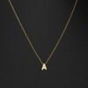Fashion Tiny Initial Necklace Gold Silver Color Cut Letters Single Name Choker Necklace For Women Pendant Necklaces 16