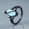 S-shaped  blue black gold horse eye ring Rings 9