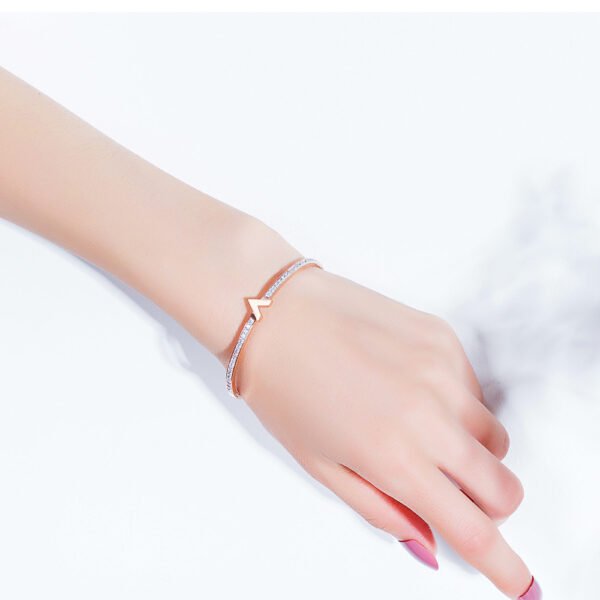 Women’s titanium letter V rose gold diamond bracelet Bracelets 7