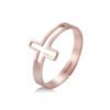 Flat Rose Gold Religious Cross Ring Rings 10