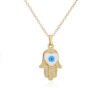 Gold Dripping Zircon Fatima Hand Minority Demon Eye Clavicle Chain Female Necklaces 11