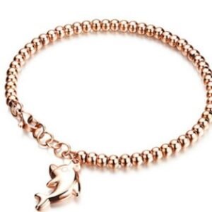Exquisite first ornament is plated with rose gold girl’s round beads bracelet titanium steel accessories. Necklaces