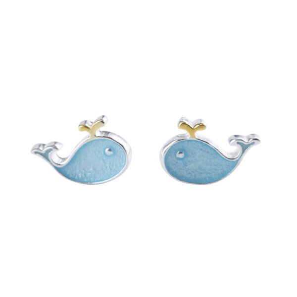 S925 sterling silver spray whale earrings Earrings 3