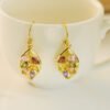 Gold leaf inlaid colorful gemstone earrings Earrings 16