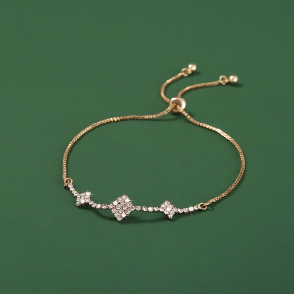 Brass Gold Plated Square Micropaved Zircon Pendant Shrink Brass Bead Bracelet Bracelets 9