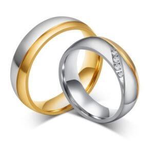 Romantic Wedding Rings For Lover Gold-Color Stainless Steel Couple Rings For Engagement Party Jewelry Wedding Bands Rings