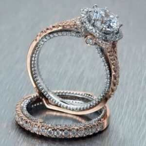 Best selling new 14k rose gold round diamond color separation ring European and American popular engagement ring Rings