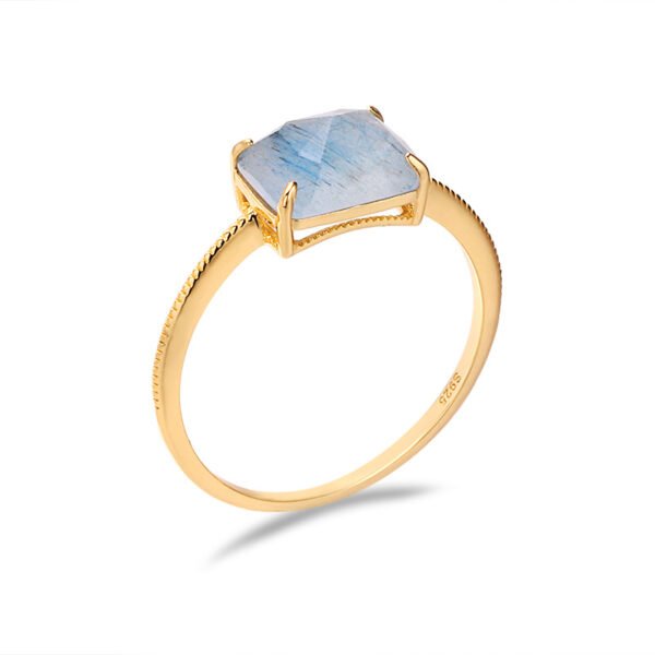 S925 Silver Natural Rectangular Crystal Geometric Ring Rings 8