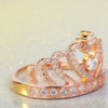 Princess Style Cubic Zirconia Hollow Heart Silver / Rose Gold Color Crown Ring Jewelry Party Engagement Wedding Rings 16
