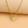 Hexagon Imitation Gold Pendant Necklace Peach Heart Necklaces 6