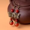 Ladies butterfly vintage red agate earrings Earrings 10