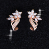 Stylish and beautiful ladies earrings Flower ribbon copper plated rose gold with zircon ear jewelry Earrings 16 Stylish and beautiful ladies earrings Flower ribbon copper plated rose gold with zircon ear jewelry Earrings 16