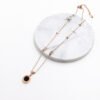 Korean fashion titanium steel plated 18K rose gold black and white double-sided Roman numerals necklace color gold clavicle chain female short chain Necklaces 7 Korean fashion titanium steel plated 18K rose gold black and white double-sided Roman numerals necklace color gold clavicle chain female short chain Necklaces 7