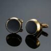Simple style Gold Round Black Enamel Cufflinks Accessories 8