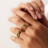18K Gold Stainless Steel Retro Micro-inlaid Finger Ring Rings 8 18K Gold Stainless Steel Retro Micro-inlaid Finger Ring Rings 8