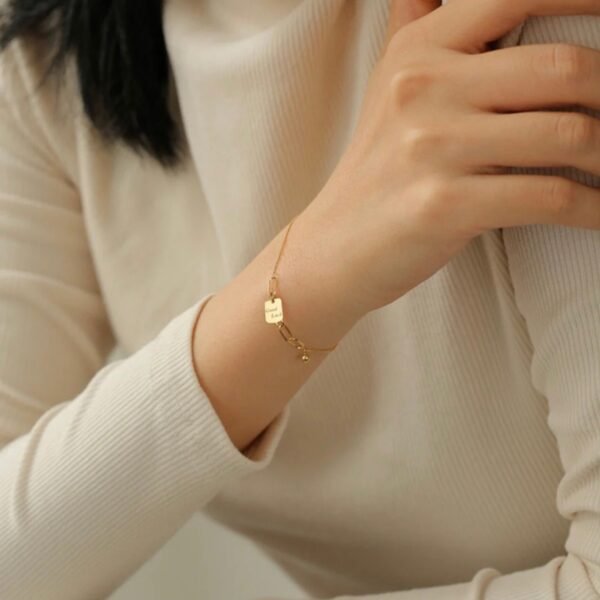 18K Gold Square Necklace Bracelet For Women Necklaces 6