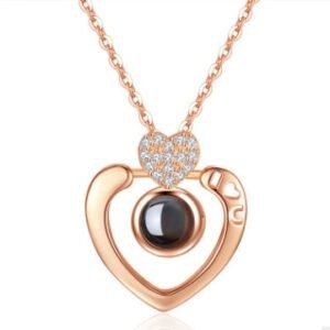 Plated 925 sterling silver rose gold pendant 100 languages I love you heart-shaped diamond ornaments Accessories
