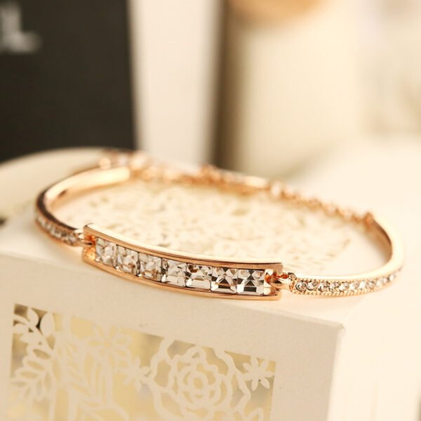 Diamond Crystal Bracelet Inlaid with Diamond Plated Gold Bracelet Bracelets 4
