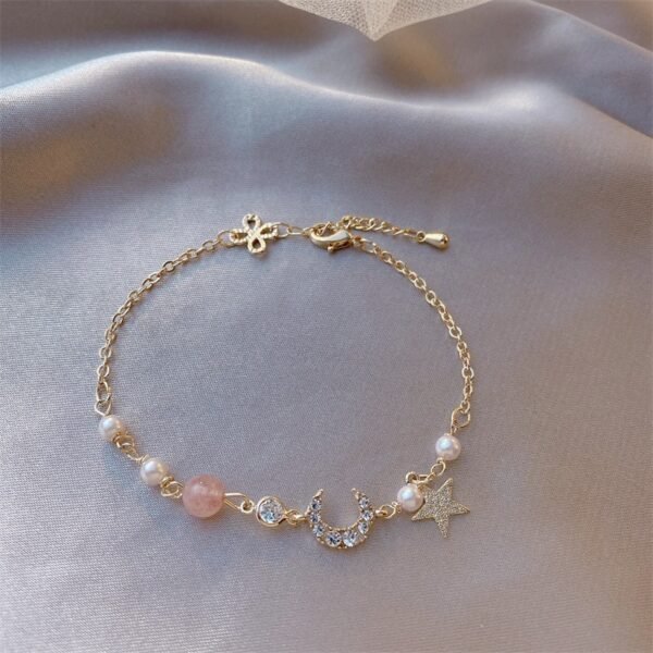 Real Gold Plating Flash Diamond Star And Moon Bracelet Bracelets 3