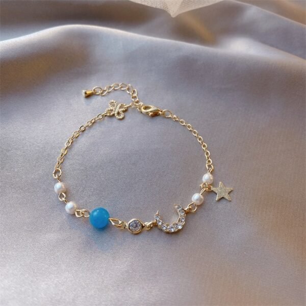 Real Gold Plating Flash Diamond Star And Moon Bracelet Bracelets 7