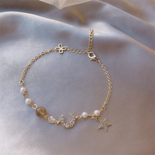 Real Gold Plating Flash Diamond Star And Moon Bracelet Bracelets 6