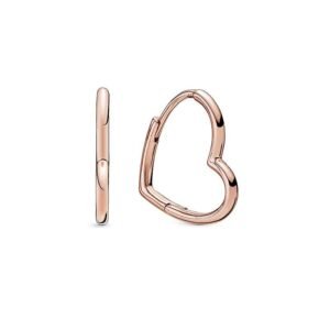 Sterling Silver Rose Gold Asymmetric Heart Earrings Earrings