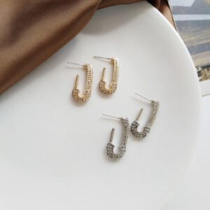 S925 Paper Clip Full Diamond Earrings Women Earrings