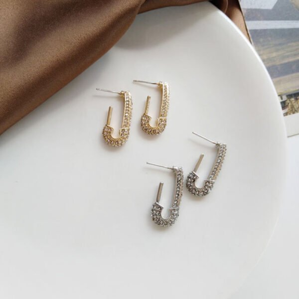 S925 Paper Clip Full Diamond Earrings Women Earrings 3