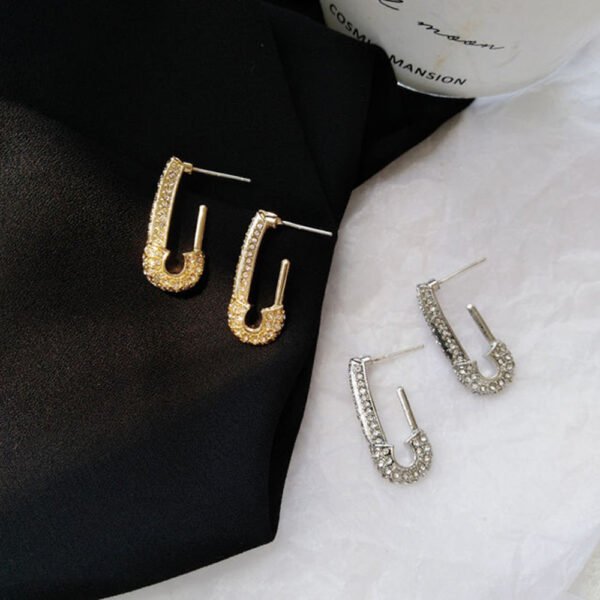 S925 Paper Clip Full Diamond Earrings Women Earrings 10