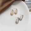 S925 Paper Clip Full Diamond Earrings Women Earrings 15
