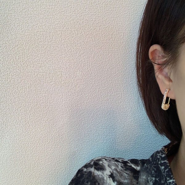 S925 Paper Clip Full Diamond Earrings Women Earrings 5