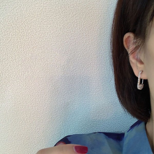 S925 Paper Clip Full Diamond Earrings Women Earrings 6