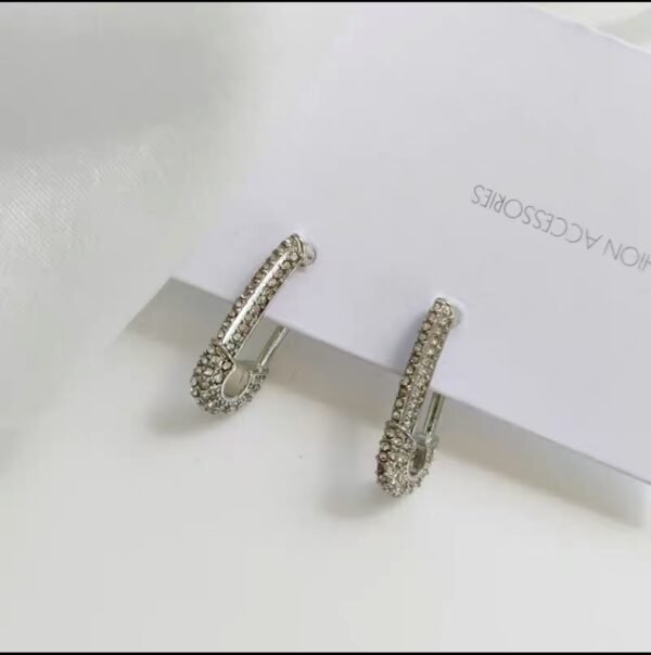 S925 Paper Clip Full Diamond Earrings Women Earrings 8