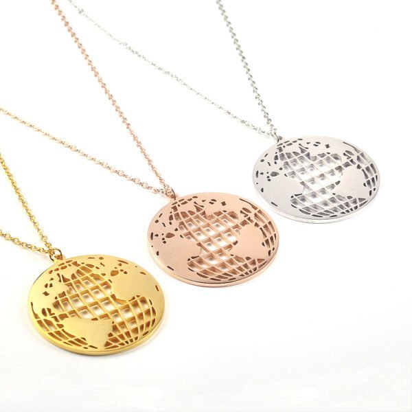 Map Necklace Titanium Steel Necklace Gold Plated Ladies Clavicle Chain Necklaces 6