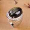 S925 Silver Inlaid Obsidian Ring Natural Gold Obsidian Ring Rings 8 S925 Silver Inlaid Obsidian Ring Natural Gold Obsidian Ring Rings 8