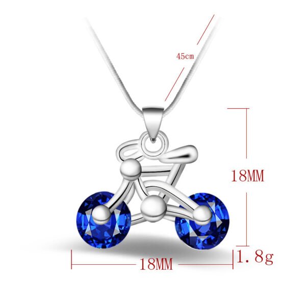 Fashion Silver-plated Blue Diamond Bicycle Pendant Necklaces 4