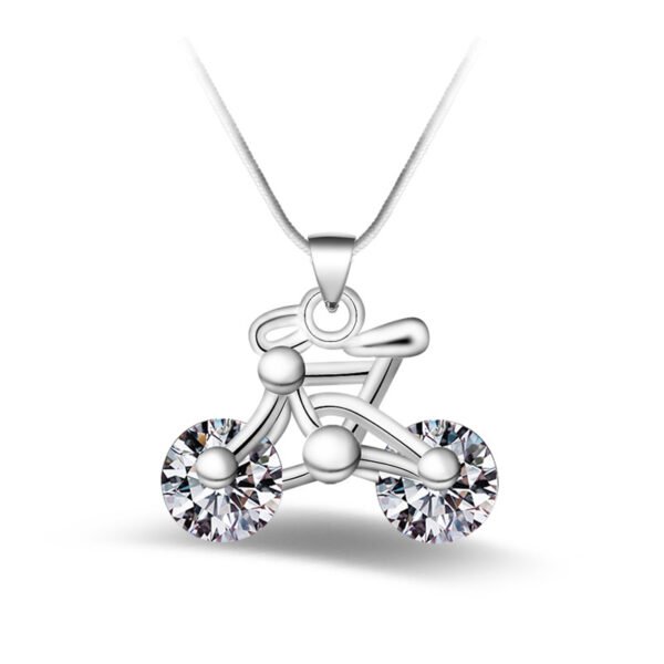 Fashion Silver-plated Blue Diamond Bicycle Pendant Necklaces 6