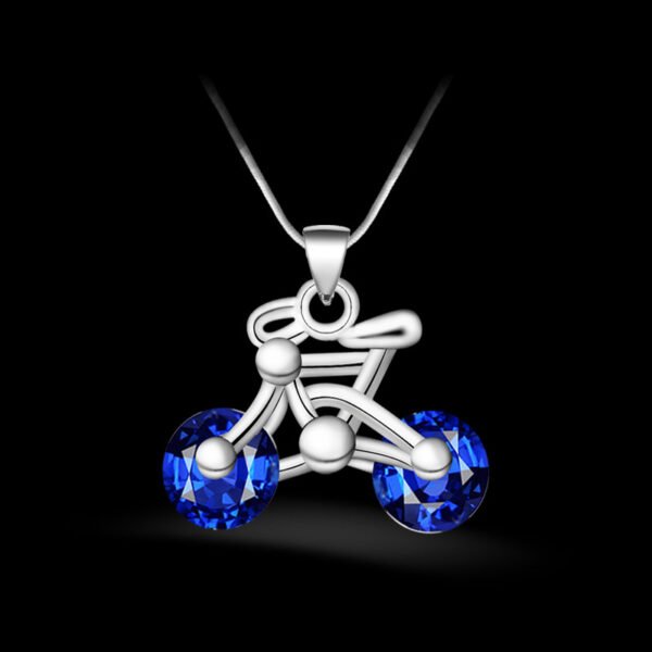 Fashion Silver-plated Blue Diamond Bicycle Pendant Necklaces 5