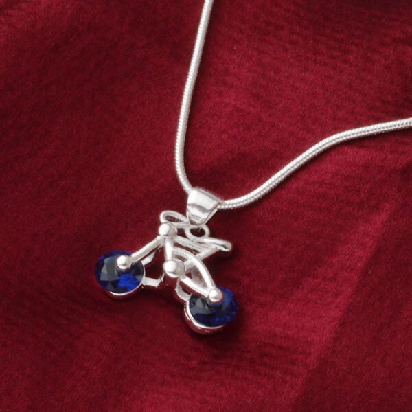 Fashion Silver-plated Blue Diamond Bicycle Pendant Necklaces 7