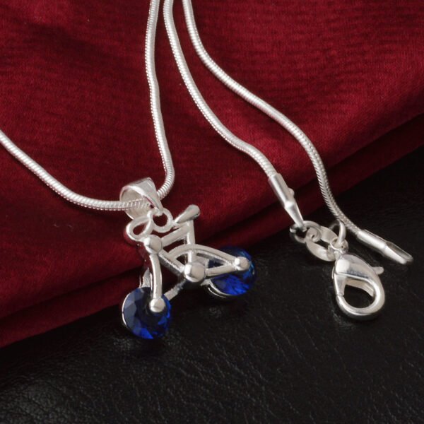 Fashion Silver-plated Blue Diamond Bicycle Pendant Necklaces 8