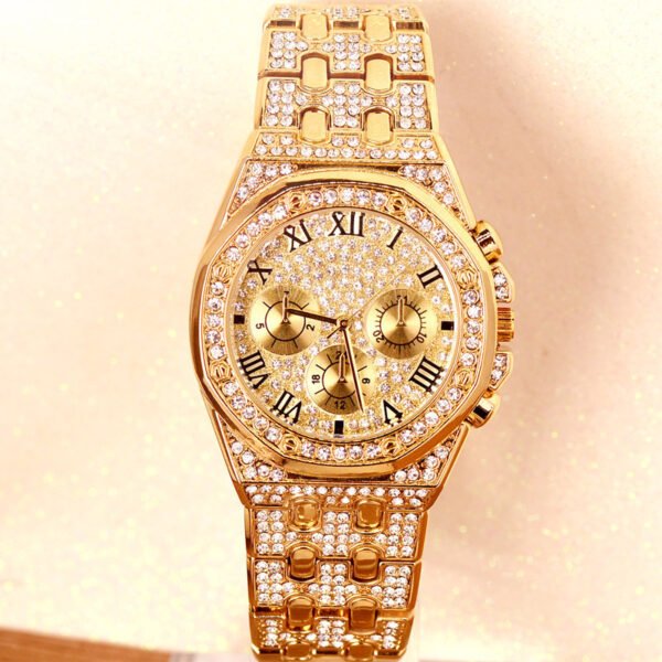 Tyrant Gold Men’s Watch Personality Waterproof Steel Belt Diamond Rhinestone Watch watches 3