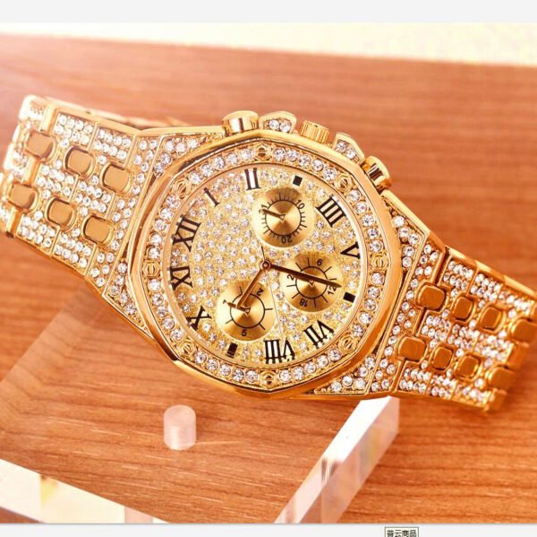 Tyrant Gold Men’s Watch Personality Waterproof Steel Belt Diamond Rhinestone Watch watches 7