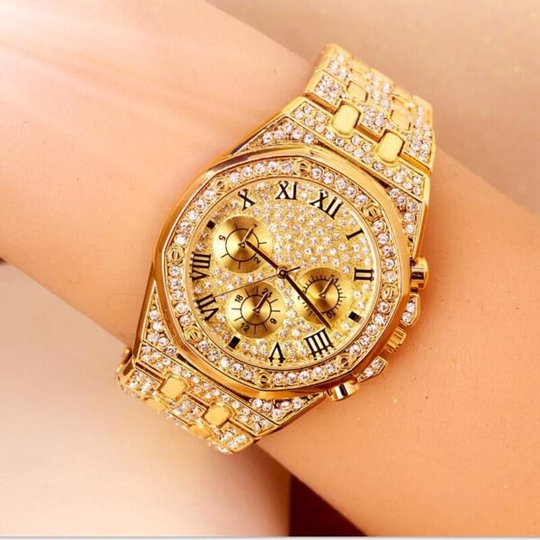 Tyrant Gold Men’s Watch Personality Waterproof Steel Belt Diamond Rhinestone Watch watches 4