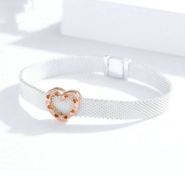 DIY Heart Shaped 925 Sterling Silver Beads Rose Gold Plated Necklaces 4